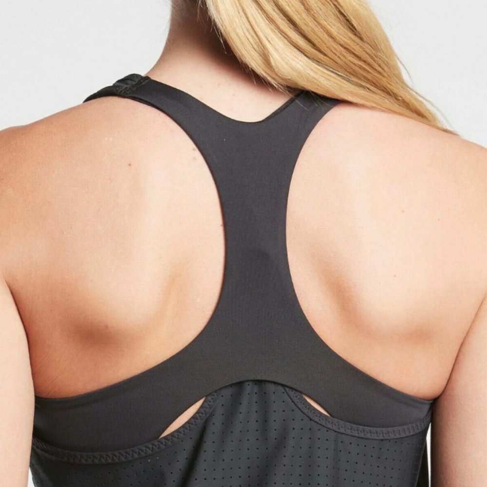 NWT ATHLETA Cross Train Tankini Support Top Black Perforated - Picture 4 of 5